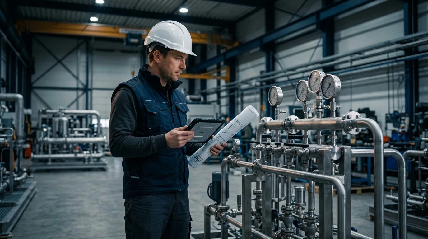 QTEK engineers witnessing factory acceptance tests on the test bay